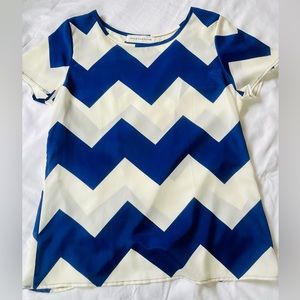 Peach Love Cream Blue & White Blouse